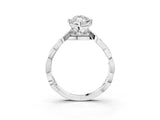 Platinum Marquise Solitaire Twist Band with Leaf Prong Setting 4