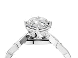 Platinum Marquise Solitaire Twist Band with Leaf Prong Setting 5