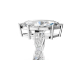 Platinum Marquise Solitaire Twisted Pave Diamond Ring with Four-Prong Setting_5