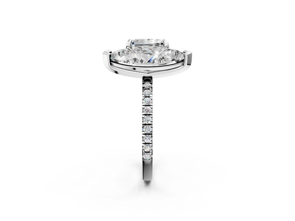 Platinum Marquise and Princess Toi Moi Ring with Prong Setting and Micro Pave Band