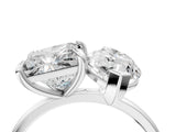 Platinum Marquise and Princess Toi Moi Ring with Prong Setting and Plain Band 4