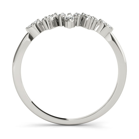 Platinum Marquise and Round Diamond Chevron Band with Prong Setting