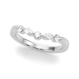 Platinum Marquise and Round Diamond Half Eternity Band with Prong Setting