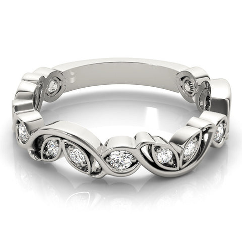 Platinum Marquise and Round Diamond Infinity Eternity Band with Bezel Setting 2