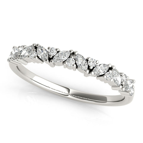Platinum Marquise and Round Diamond Vine Eternity Band with Prong Setting 1