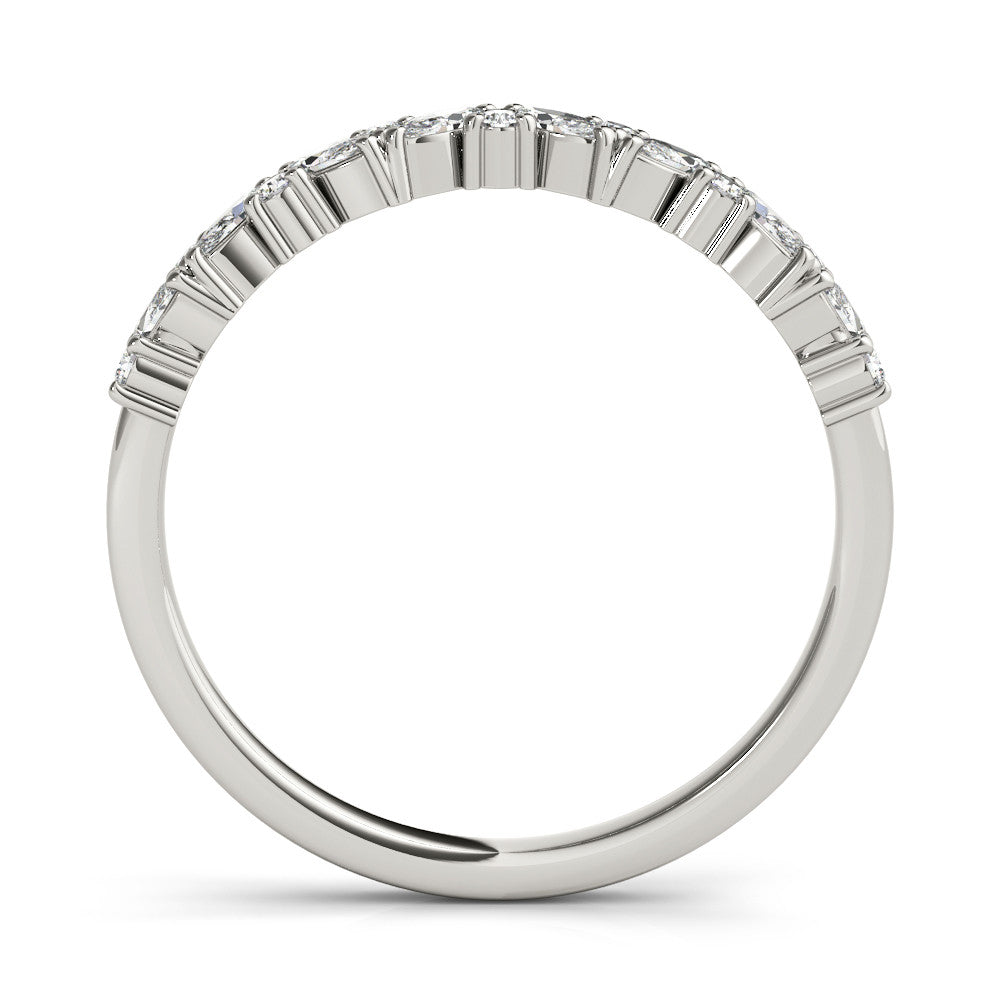 Platinum Marquise and Round Diamond Vine Eternity Band with Prong Setting
