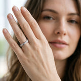 Platinum Marquise and Round Diamond Vine Eternity Band with Prong Setting_136