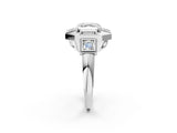 Platinum Milgrain Asscher Cut Diamond Halo Split Shank Ring_14