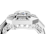 Platinum Milgrain Asscher Cut Diamond Halo Split Shank Ring_16
