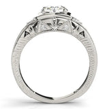 Platinum Milgrain Bezel Round-Cut Filigree Engagement Ring 2