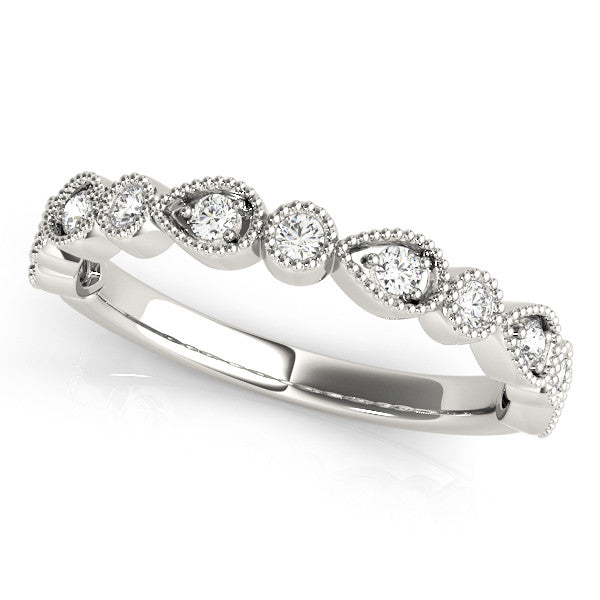 Platinum Milgrain Bezel Set Pear and Round Diamond Eternity Band 1