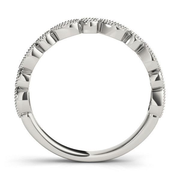 Platinum Milgrain Bezel Set Pear and Round Diamond Eternity Band