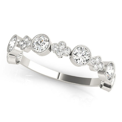 Platinum Milgrain Bezel Set Round Diamond Cluster Eternity Band 1