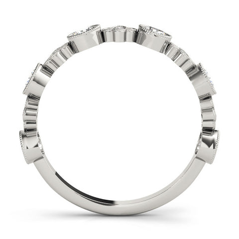 Platinum Milgrain Bezel Set Round Diamond Cluster Eternity Band