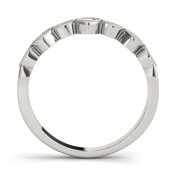 Platinum Milgrain Bezel Set Round and Marquise Diamond Half Eternity Band