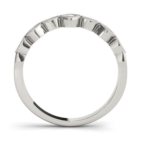 Platinum Milgrain Bezel Set Round and Marquise Diamond Half Eternity Band