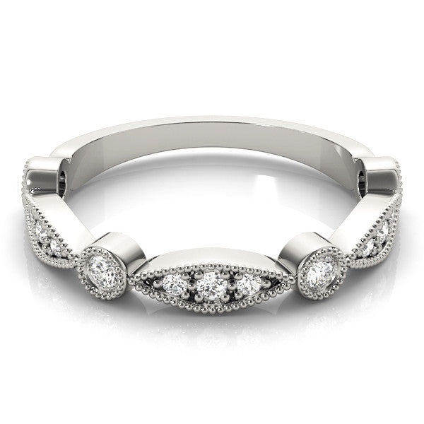 Platinum Milgrain Bezel and Marquise Diamond Band 2