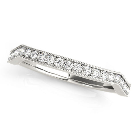 Platinum Milgrain Channel-Set Round Diamond Contour Band
