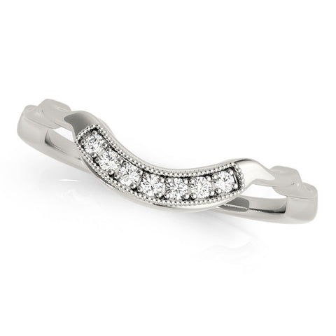 Platinum Milgrain Curved Diamond Pavé Band with Round Stones