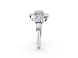 Platinum Milgrain Cushion Cut Diamond Halo Split Shank Ring_14