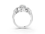 Platinum Milgrain Cushion Cut Diamond Halo Split Shank Ring_15