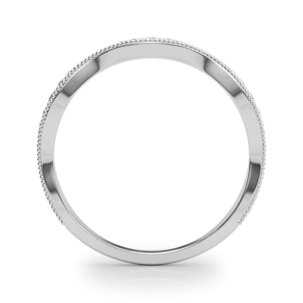 Platinum Milgrain Diamond Marquise Curved Band with Pavé Setting