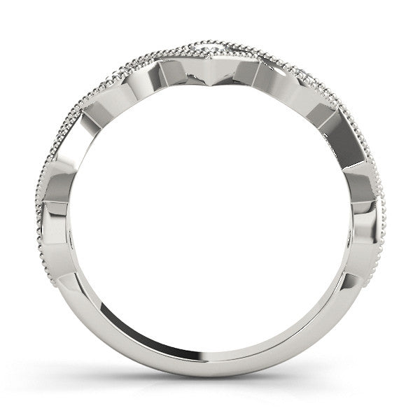 Platinum Milgrain Diamond Marquise and Square Band with Bezel Setting