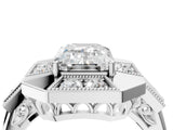 Platinum Milgrain Emerald Cut Diamond Halo Split Shank Ring_16