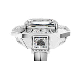 Platinum Milgrain Emerald Cut Diamond Halo Split Shank Ring_17