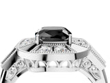 Platinum Milgrain Fancy Black Cushion Cut Diamond Halo Split Shank Ring_34