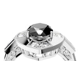 Platinum Milgrain Fancy Black Marquise Cut Diamond Halo Split Shank Ring_16