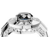 Platinum Milgrain Fancy Black Oval Cut Diamond Halo Split Shank Ring_10