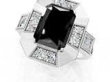 Platinum Milgrain Fancy Black Radiant Cut Diamond Halo Split Shank Ring_37