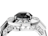 Platinum Milgrain Fancy Black Round Cut Diamond Halo Split Shank Ring_12