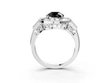 Platinum Milgrain Fancy Black Round Cut Diamond Halo Split Shank Ring_63