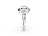 Platinum Milgrain Fancy Blue Asscher Cut Diamond Halo Split Shank Ring_14