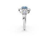 Platinum Milgrain Fancy Blue Cushion Cut Diamond Halo Split Shank Ring_32