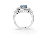 Platinum Milgrain Fancy Blue Heart Cut Diamond Halo Split Shank Ring_57