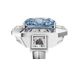 Platinum Milgrain Fancy Blue Radiant Cut Diamond Halo Split Shank Ring_11