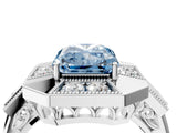 Platinum Milgrain Fancy Blue Radiant Cut Diamond Halo Split Shank Ring_64