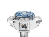 Platinum Milgrain Fancy Blue Radiant Cut Diamond Halo Split Shank Ring_65