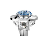 Platinum Milgrain Fancy Blue Round Cut Diamond Halo Split Shank Ring_53