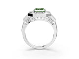 Platinum Milgrain Fancy Green Asscher Cut Diamond Halo Split Shank Ring_21