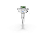 Platinum Milgrain Fancy Green Cushion Cut Diamond Halo Split Shank Ring_20