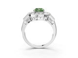 Platinum Milgrain Fancy Green Cushion Cut Diamond Halo Split Shank Ring_21