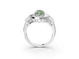 Platinum Milgrain Fancy Green Marquise Cut Diamond Halo Split Shank Ring_9