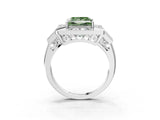 Platinum Milgrain Fancy Green Princess Cut Diamond Halo Split Shank Ring_15