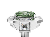 Platinum Milgrain Fancy Green Radiant Cut Diamond Halo Split Shank Ring_11