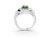 Platinum Milgrain Fancy Green Radiant Cut Diamond Halo Split Shank Ring_63