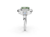 Platinum Milgrain Fancy Green Radiant Cut Diamond Halo Split Shank Ring_8